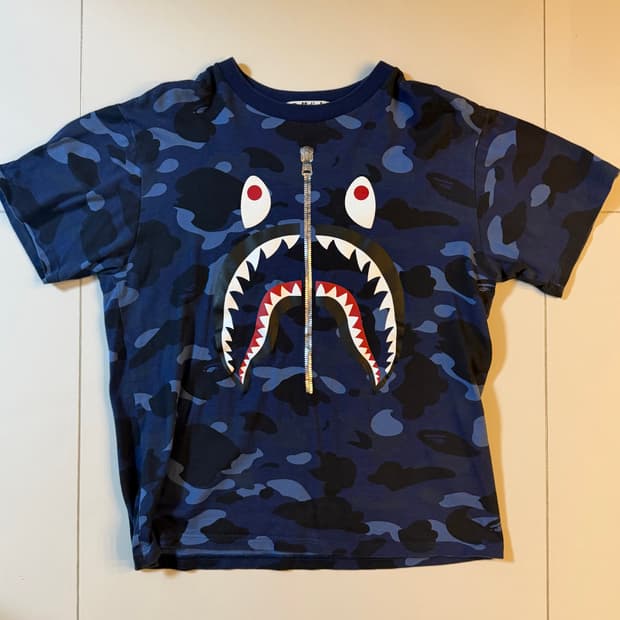 베이프 카모 샤크 블루 반팔티