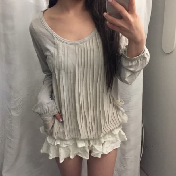 JPN Vintage 로걀 갸루 러블리 플리츠 블라우스