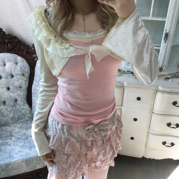 빈티지 히메 갸루 볼레로 가디건