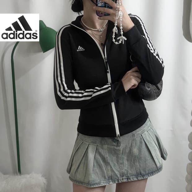 아디다스 블랙 슬림핏 져지 