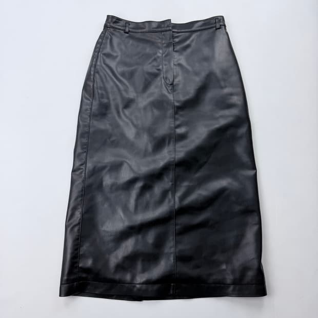 프론트로우 레더 미디스커트