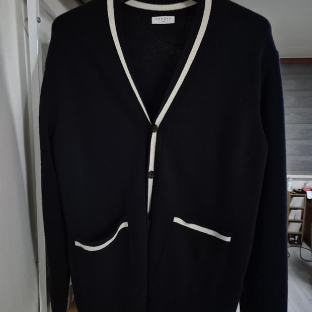산드로옴므 울캐시혼방 가디건 L 네이비