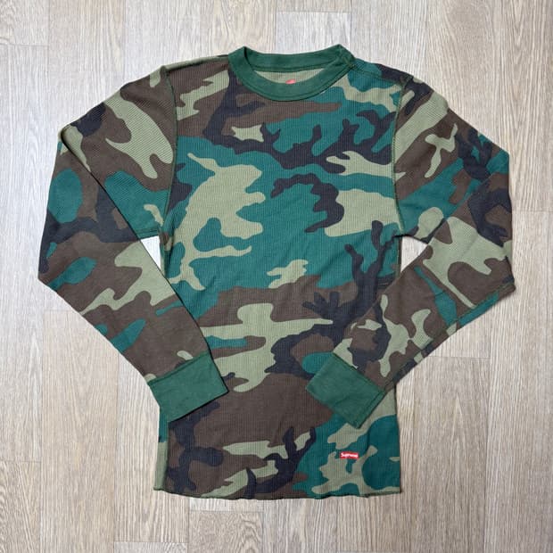 슈프림 헤인즈 써멀 와플 크루넥 우드랜드 롱슬리브S