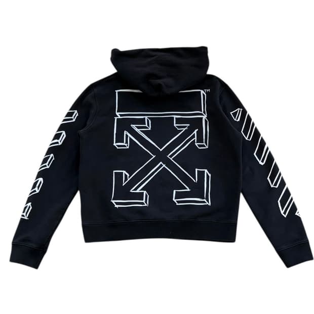 오프화이트 18FW 블랙 다이애그널 마커 애로우 후디