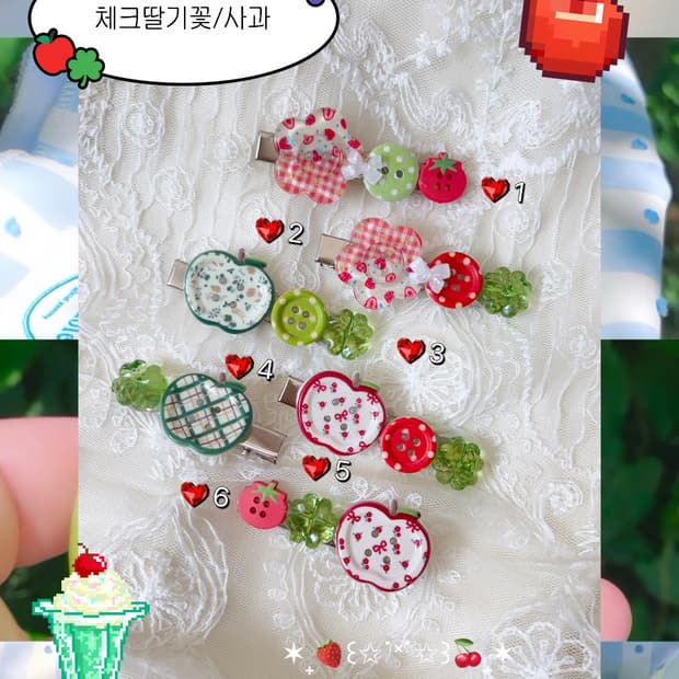 핸드메이드 단추 헤어삔 🍏💕모리 히메갸루 라떼갸루 모리걸