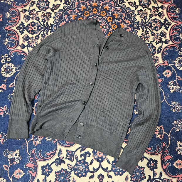 (미사용) 로페피크닉 in Japan 레이온 차콜 풀버튼 가디건 40