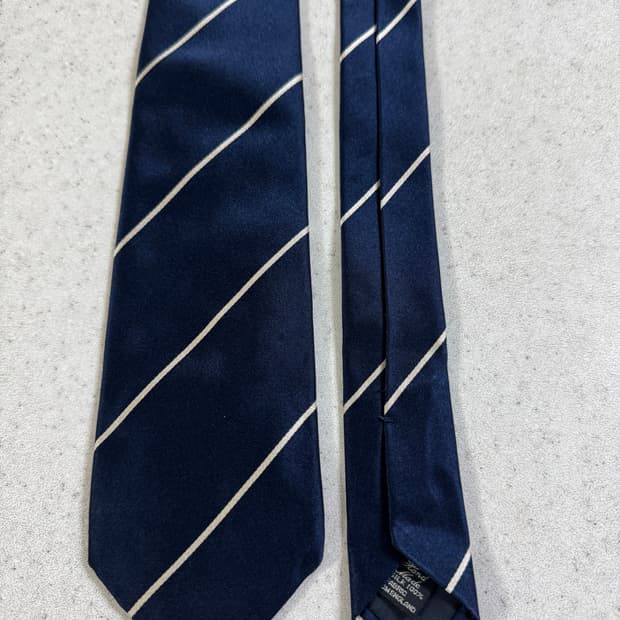 드레익스 타이 빔즈F 별주 네이비 스트라이프 실크