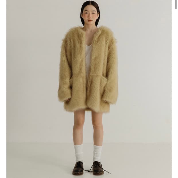 플리즈프로젝트 퍼자켓 베이지 (새상품)