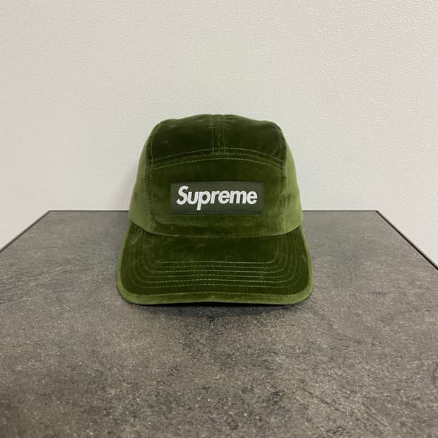 (OS) 슈프림 박스로고 캠프캡 모자 벨벳 올리브 카키