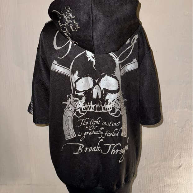 Leopard Detail Skull Hoodie Zip-Up