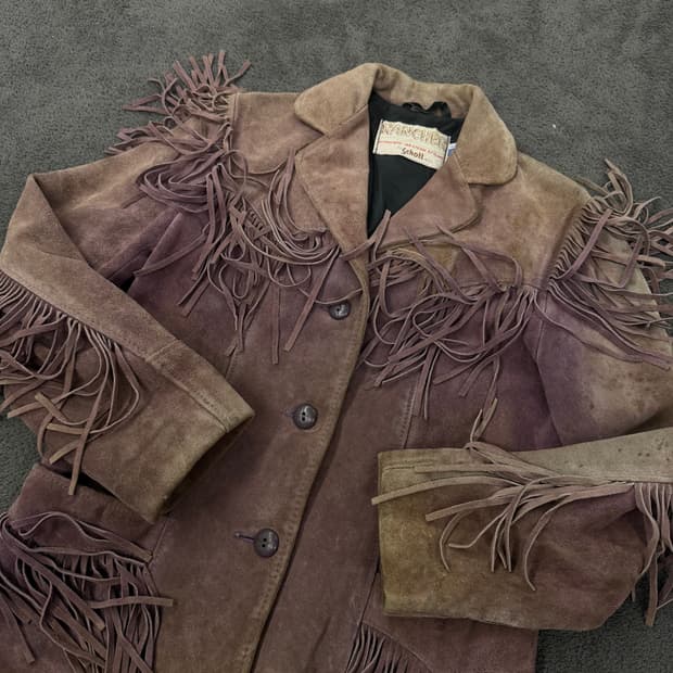 [ 정품 ] Schott 빈티지 스웨이드 웨스턴 프린지 자켓