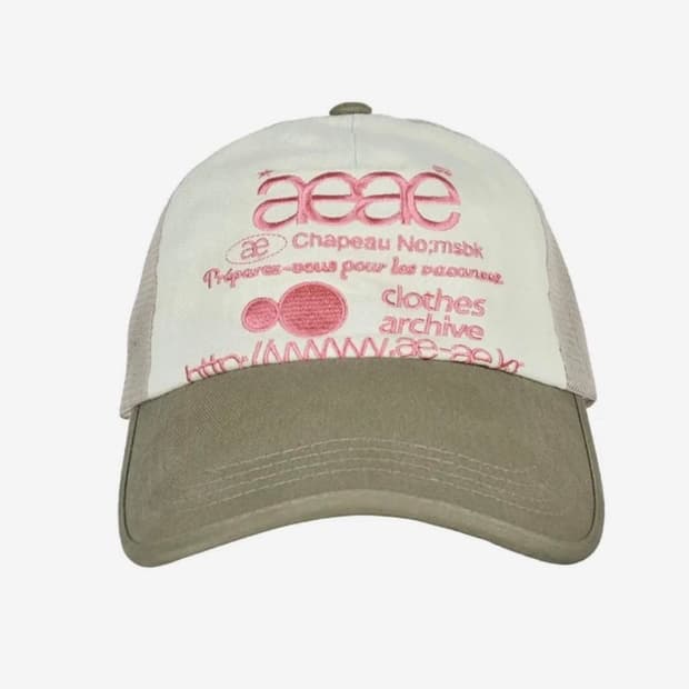 aeae web logo mesh cap 올리브/베이지