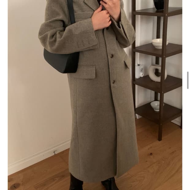 셀렉트한 센트럴 싱글 울코트 베이지색상