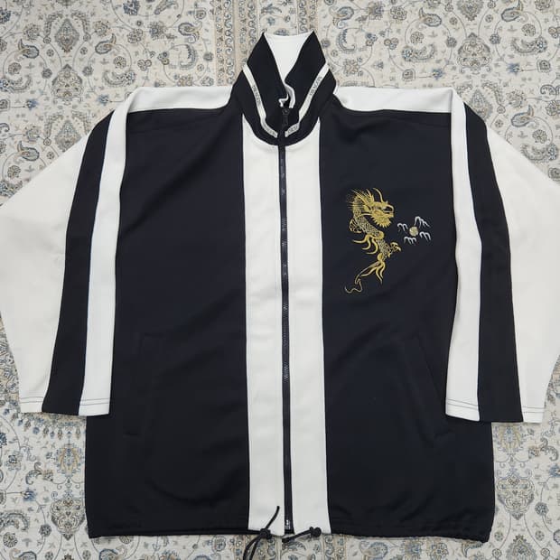 jpn 빈티지 용 자수 블랙/화이트 트랙 자켓 F