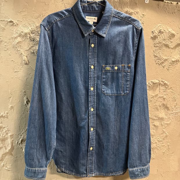 라코스테 LACOSTE 레귤러핏 데님 셔츠 인디고 M