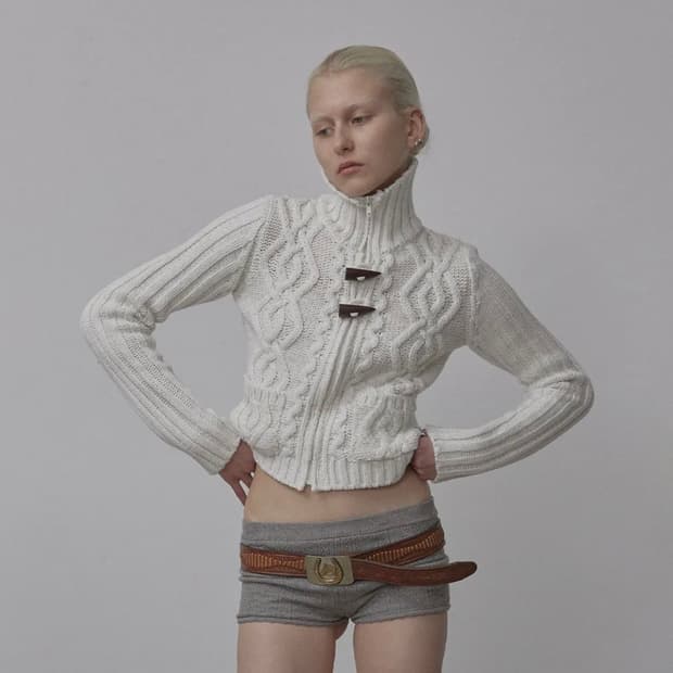 스컬프터 Two Way Cable Cardigan Ivory