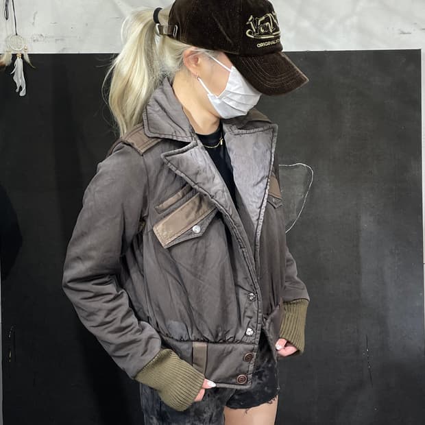 디젤 아카이브 y2k 바이커 봄버 자켓 브라운 패딩 점퍼 S