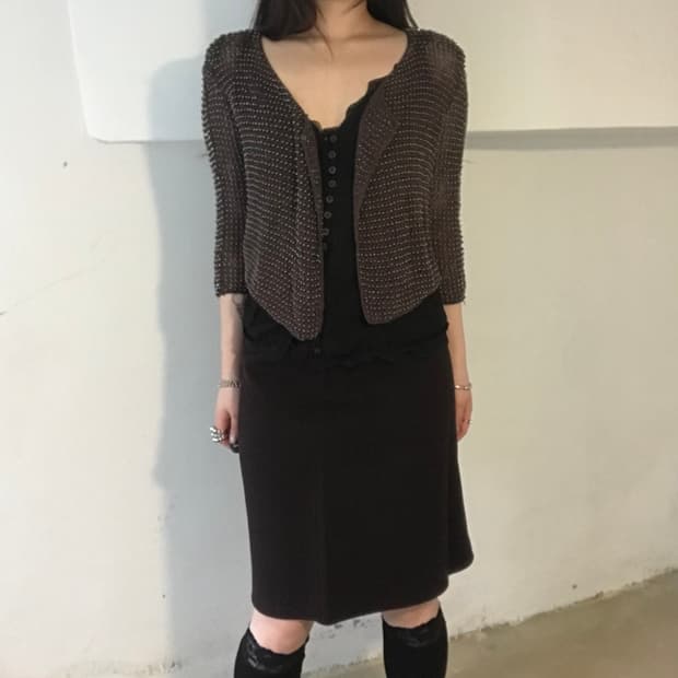 OS / 시슬리 시스루 비즈 가디건