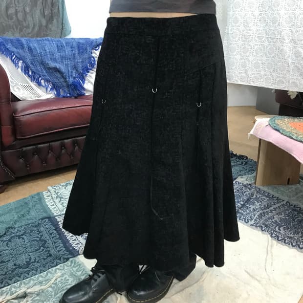 빈티지 코듀로이 디테일 미디스커트 