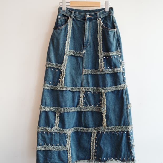 Japan brand 패치워크 데님 스커트 (25인치)