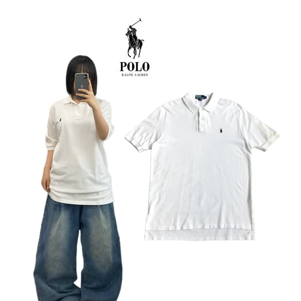 폴로 포니 PK 카라 반팔 티셔츠 화이트