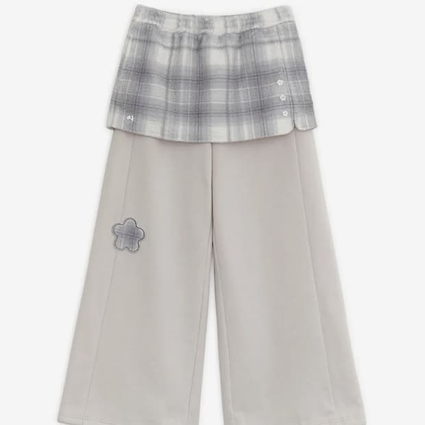 허그유어스킨 플리스 스커트 조거팬츠 핑크 그레이