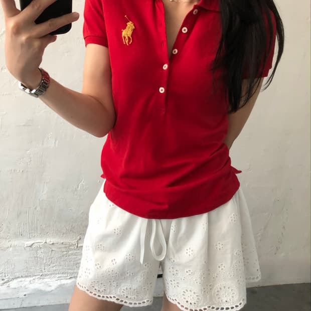 Polo 폴로 랄프로렌 신형 우먼라인 레드컬러 PK 카라티셔츠