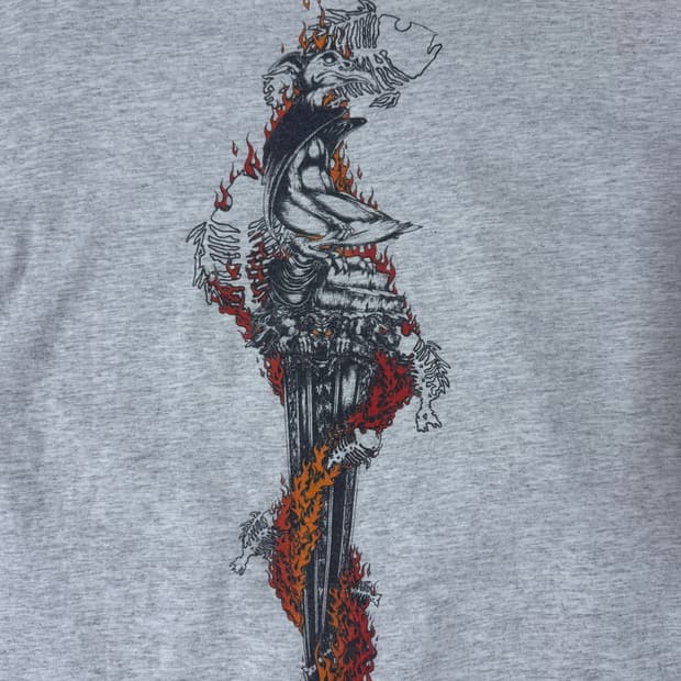 80s usa bronze age 피쉬본 프린트 티셔츠 스케이트보드