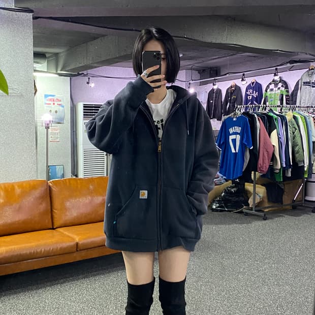 칼하트 써멀 네이비 후드 집업 B2888