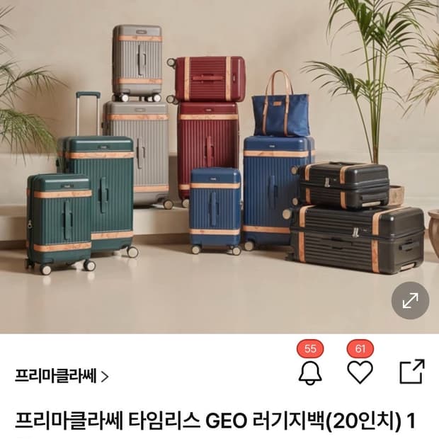 [새상품] 프리마클라쎄 지도 패턴 20인치 확장형 기내용 캐리어 딥그린