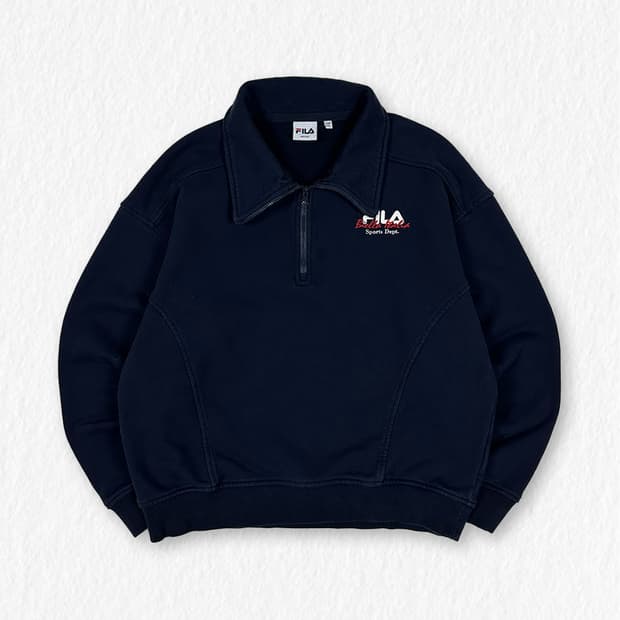 휠라 하프집업 맨투맨