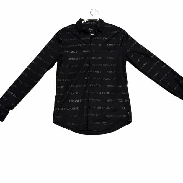 armani exchange slim fit lettering shirt