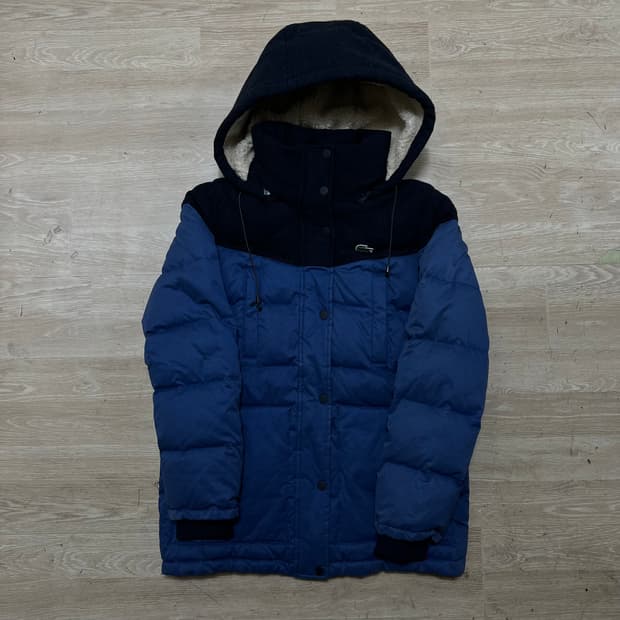 라코스테 자수로고 투톤 배색 후드 패딩 점퍼 [라이트 네이비] 46
