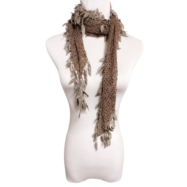 (이체시에눌) 일본 그런지 페어리 나뭇잎 디테일 레이어드 핀터깔 머플러 