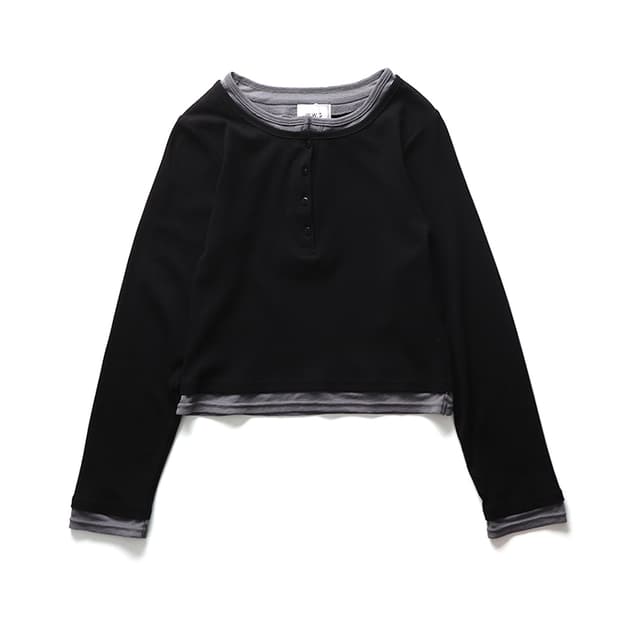 WHO'S WHO gallery Layered Henley Top
