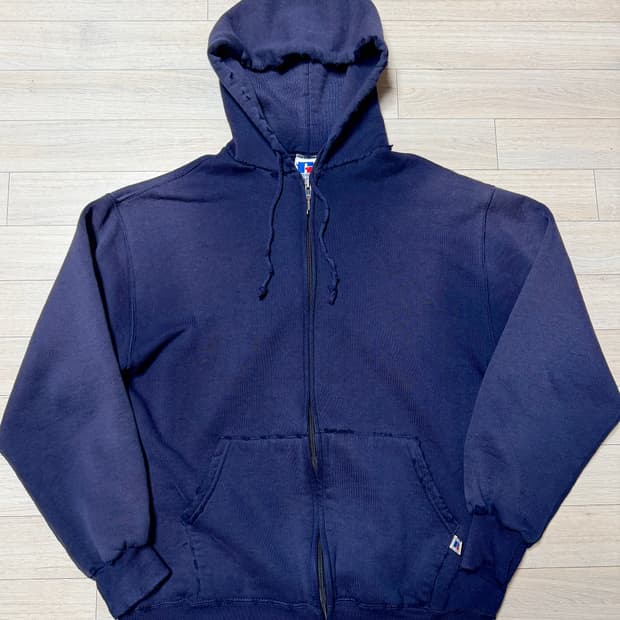 러셀 네이비 디스트레드 후드집업 / USA 생산 / L