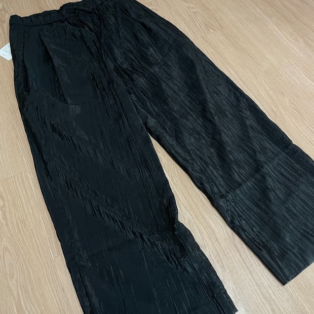 유스 플리츠 팬츠 바지 S 블랙
