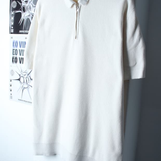 (XL-2XL) 자라 반팔 카라 티셔츠 빅사이즈 니트 반집업-7B93