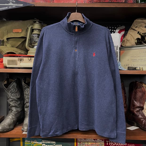 폴로 랄프로렌 신형 라벨 하프 집업 코튼 니트 스웨터