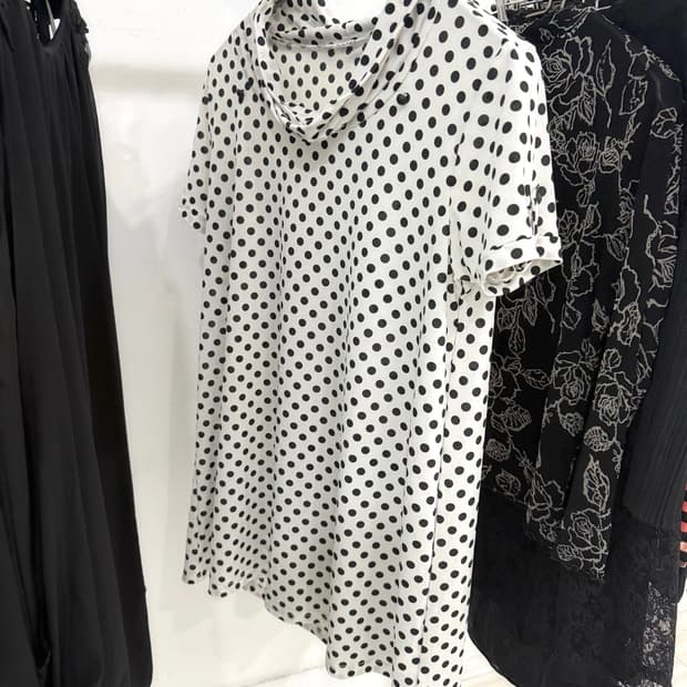 Black & White Dot Cowl Neck Dress