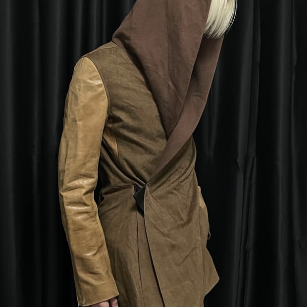 Stud homme horse leather Long Drape Hood