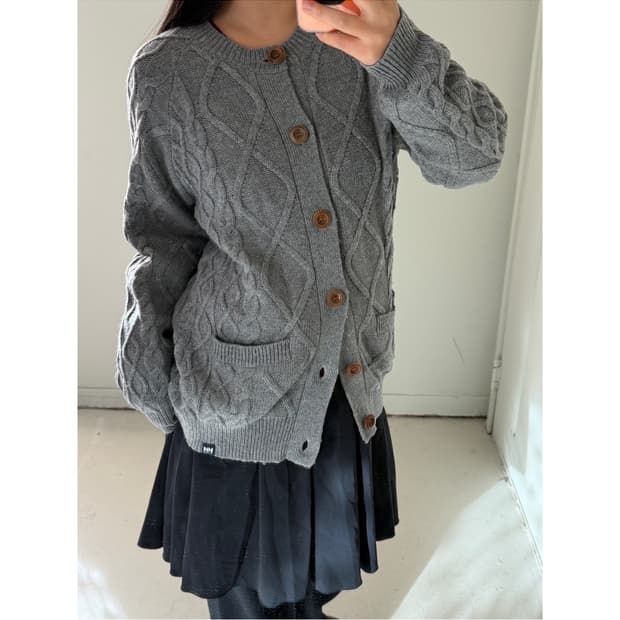 일본빈티지 Helly Hansen 그레이 니트 가디건