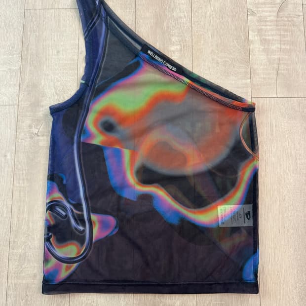 wellbeing express one shoulder mesh top