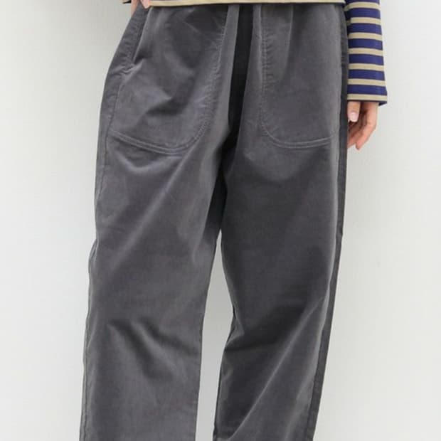 단톤이지 그레이 코듀로이 와이드 팬츠