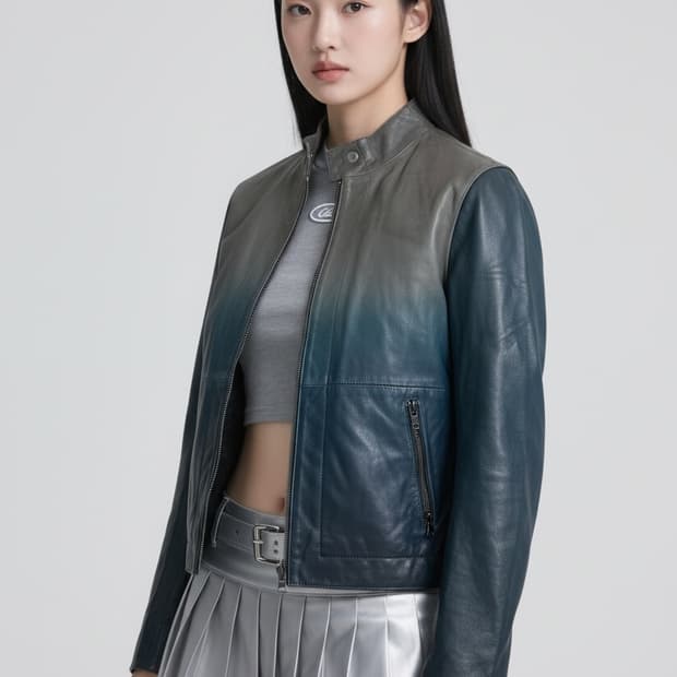 아르마니 익스체인지 투톤 가죽 자켓 M