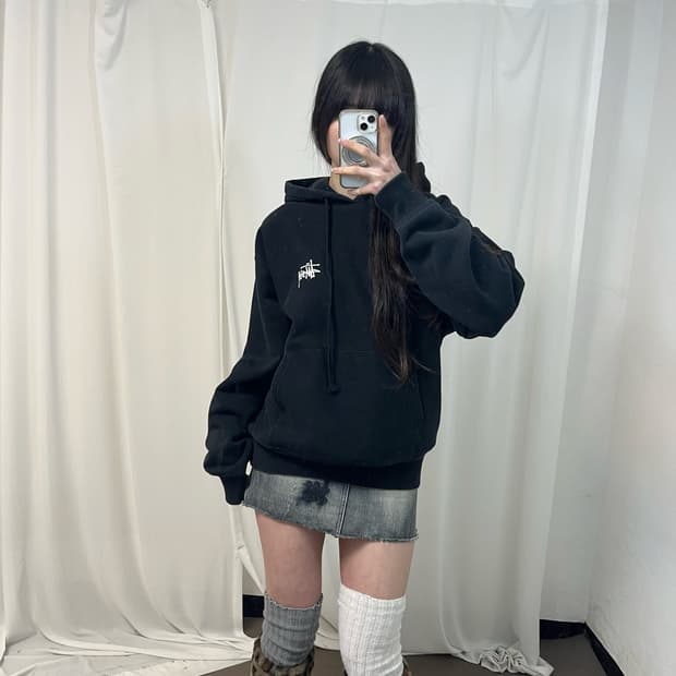 Stussy stock logo black hoodie