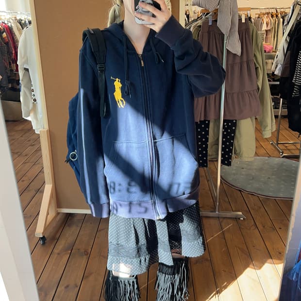 폴로 빅포니 네이비 후드집업 