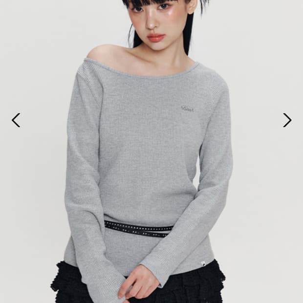 키르시 와플 보트넥 니트 블랙 새상품