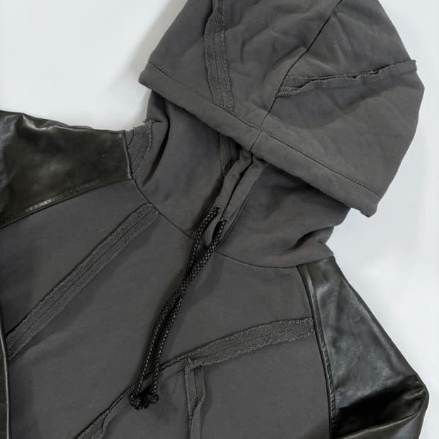 빈티지 리얼 레더 후드티