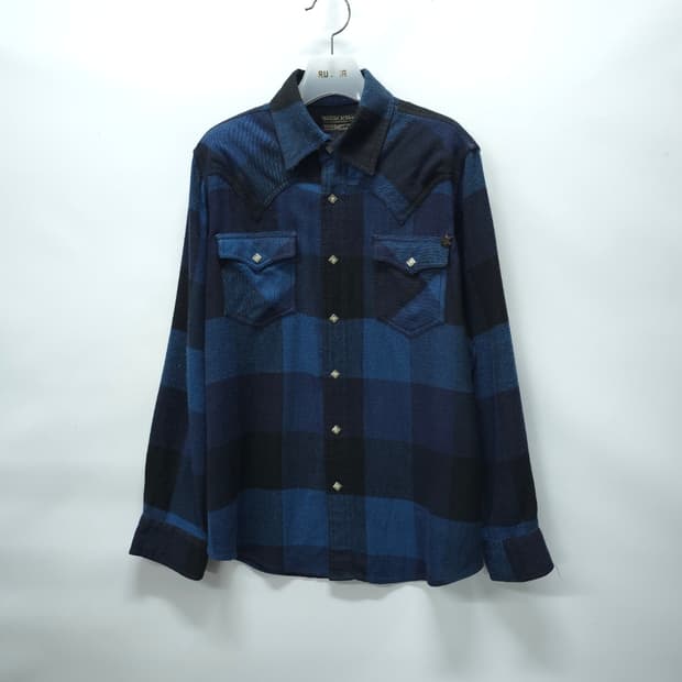 쉐인진 웨스턴 블루 버팔로 체크 플란넬셔츠(100)